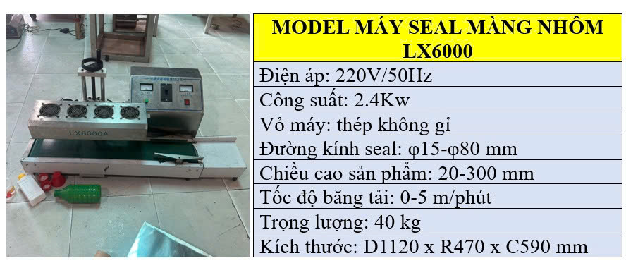 Thông số kỹ thuật của máy đóng màng seal nhôm 1800
