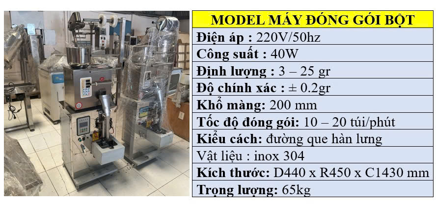 Thông số kỹ thuật của máy đóng gói 3 biên