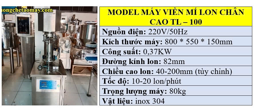Thông số kỹ thuật của máy viền mí nắp nhôm giá rẻ