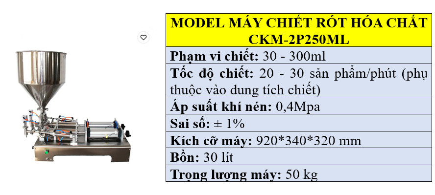 Thông số kỹ thuật máy chiết rót hóa chất