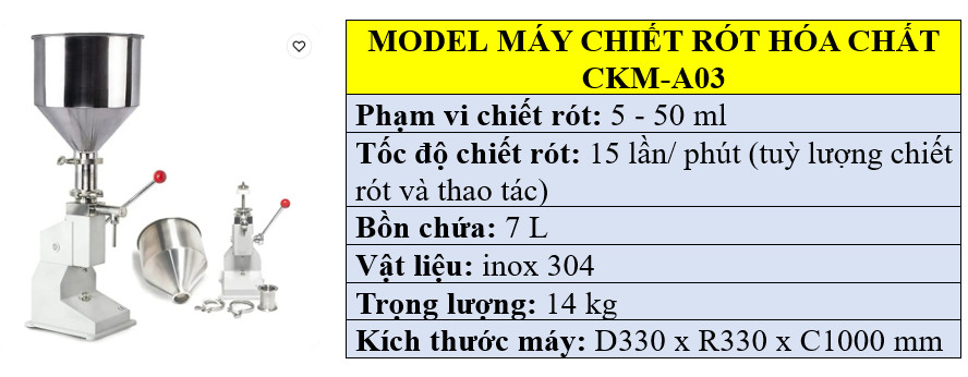 Thông số kỹ thuật máy chiết rót hóa chất